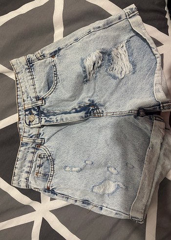 Düğmeli Baskılı Gri Mavi Kadın Denim Pantolon - Görsel 3