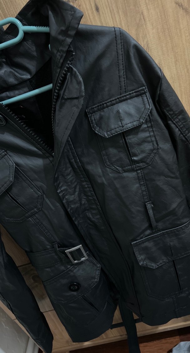 Siyah Deri Kemerli Erkek Ceket - Görsel 2