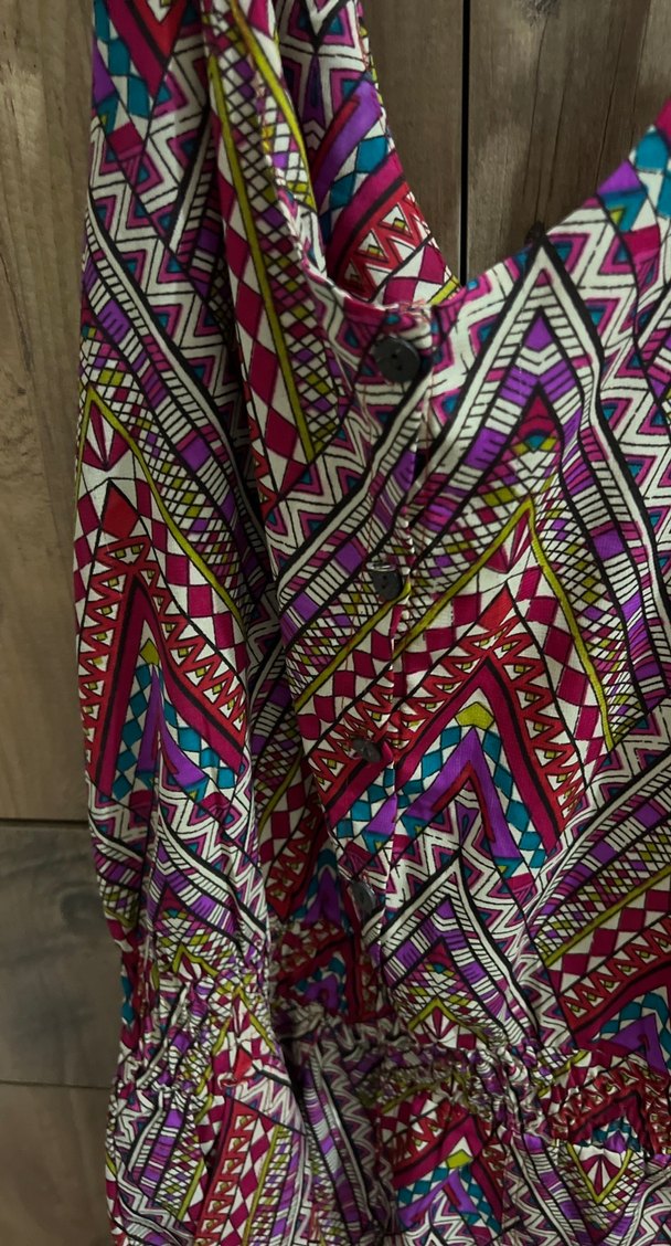 Renkli Bohem Uzun Askılı Elbise - Görsel 2