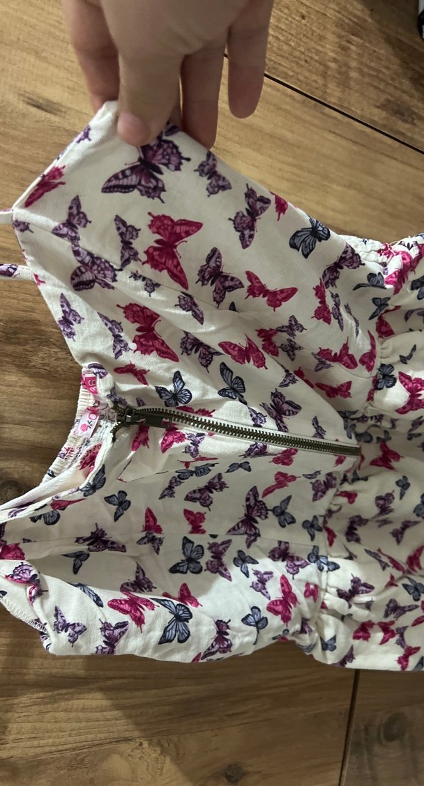 Kelebek Desenli Askılı Kız Elbisesi - Görsel 2