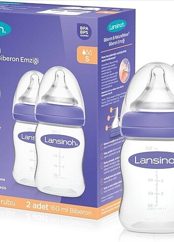 Lansinoh 2x Biberon ve Naturalwave Biberon Emziği, 160 ml
