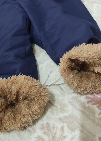 4 Yaş Beden mavi Renk Koyu Mavi Kadın Çocuk Kaban, Kürk Detaylı