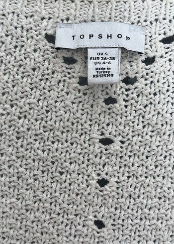 Topshop Bohem V Yaka İşlemeli Beyaz Triko Hırka