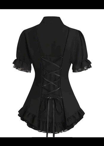 Siyah gotik gömlek y2k - Görsel 2