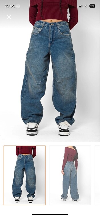 kemerli baggy pantolon lacivert