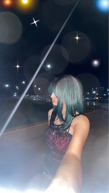 kadınlar için yeşil siyah peruk katlı kesim perçemli ısıya dayan - Görsel 8