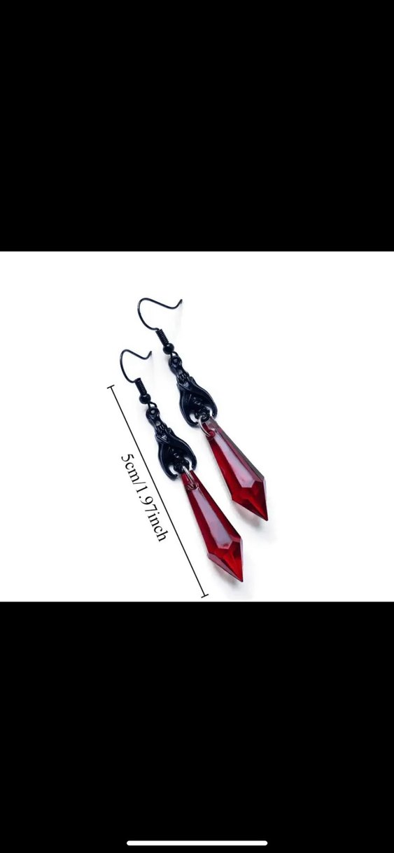 Kırmızı Gotik Boncuklu Midi Küpe - Görsel 3