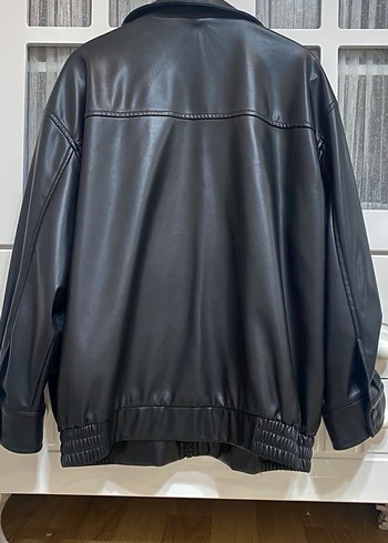 stradivarius deri bomber ceket - Görsel 3
