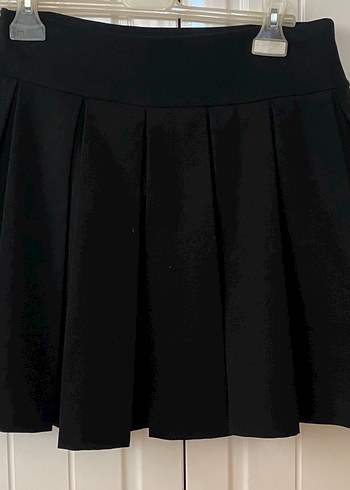 Siyah Pileli Midi Kadın Etek yüksek bel - Görsel 3