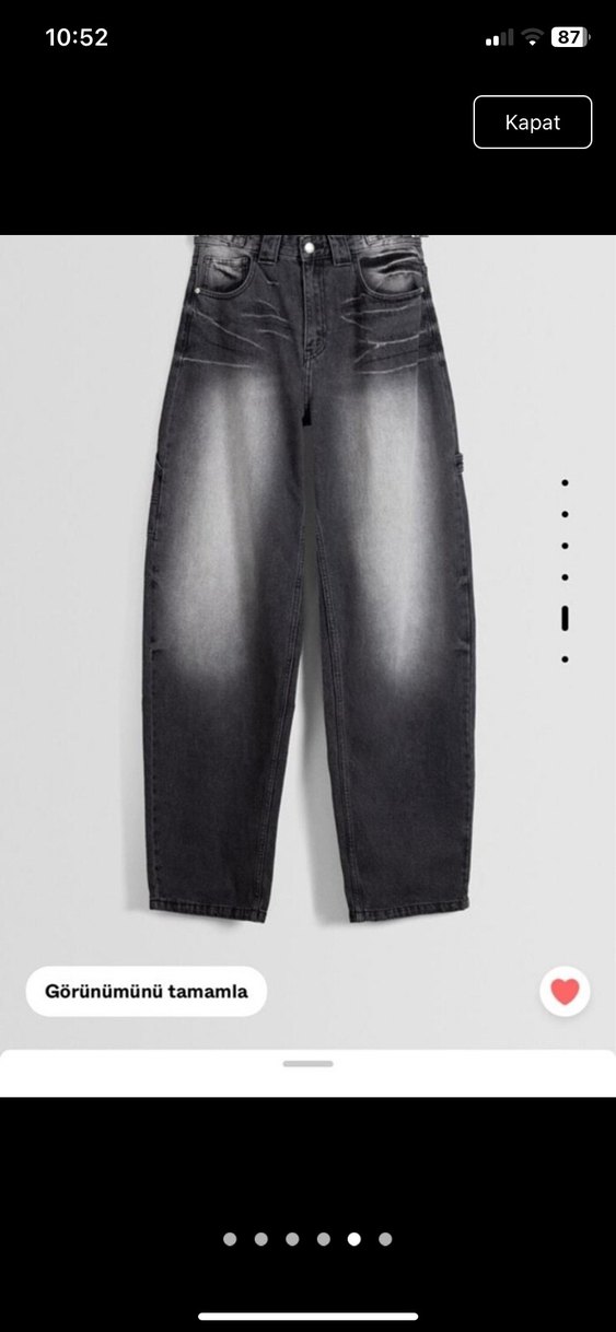 baggy pantolon bershka siyah silik desenli kemerli - Görsel 2