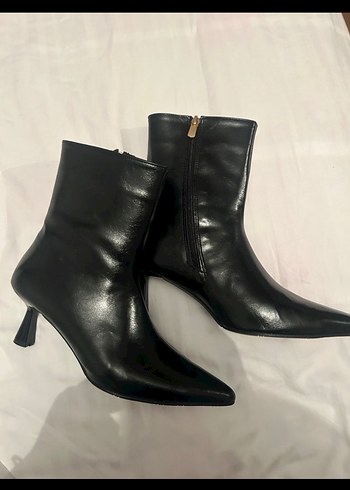 Siyah Deri Stiletto Topuklu Kadın Bot - Görsel 5