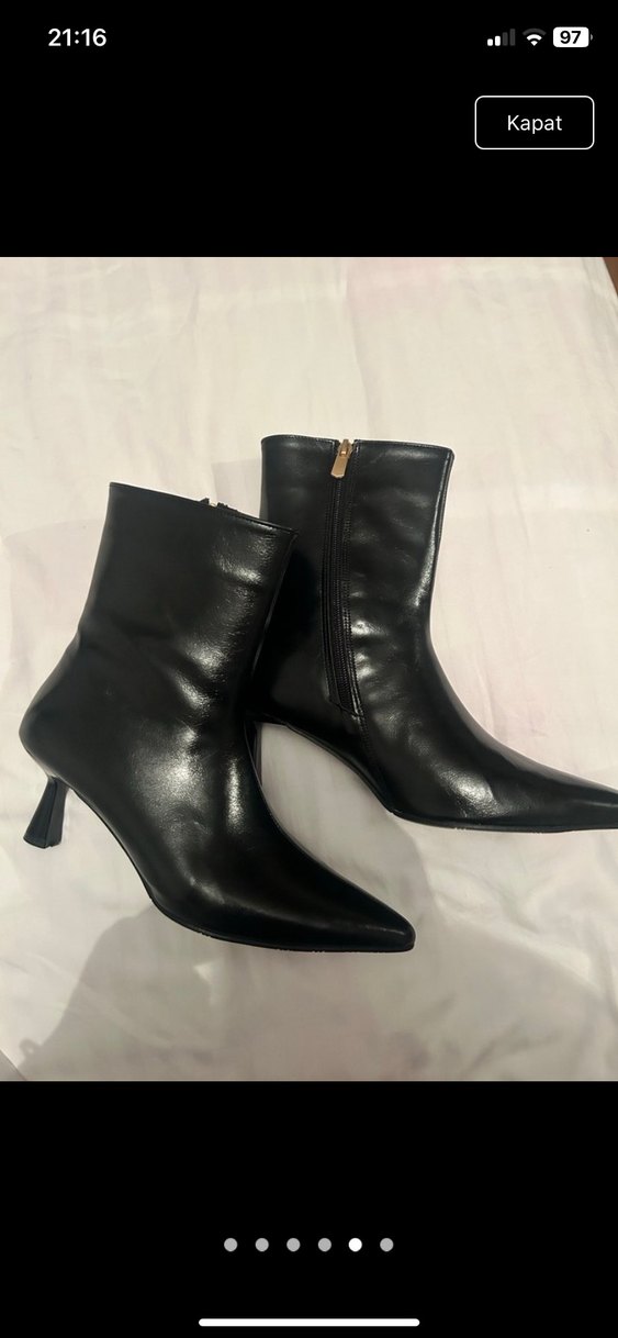 Siyah Deri Stiletto Topuklu Kadın Bot - Görsel 5