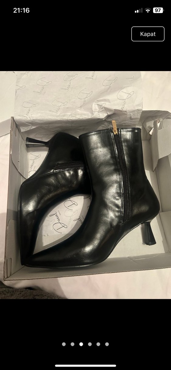 Siyah Deri Stiletto Topuklu Kadın Bot - Görsel 3