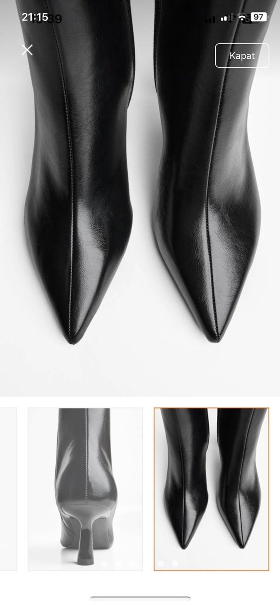 Siyah Deri Stiletto Topuklu Kadın Bot - Görsel 2