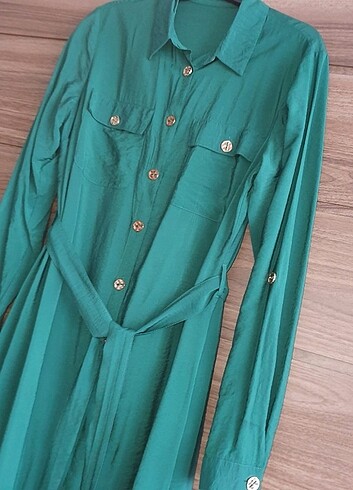 m Beden yeşil Renk #gömlekelbise #gömlek #tunik #tesettür 