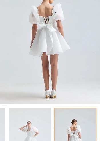 Kısa Beyaz Gelinlik - Görsel 3