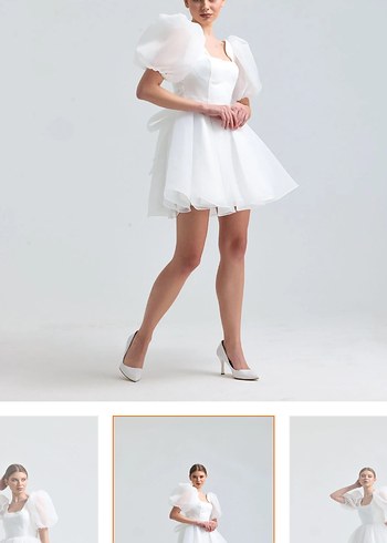 Kısa Beyaz Gelinlik - Görsel 2