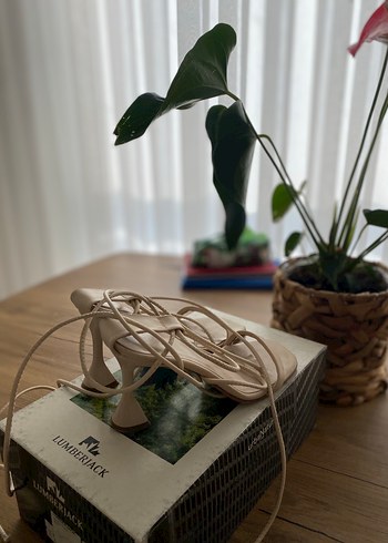 Bej kalın Topuklu Kadın Sandalet - Görsel 3