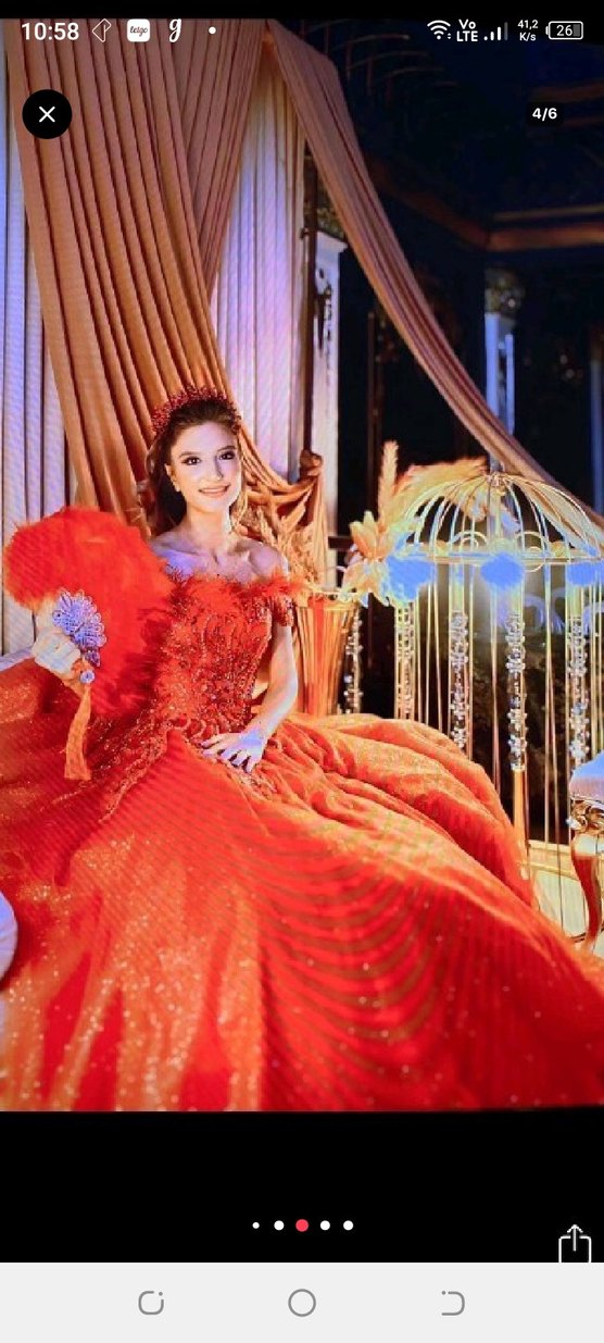 Uzun Kırmızı İşlemeli Straplez Abiye - Görsel 4