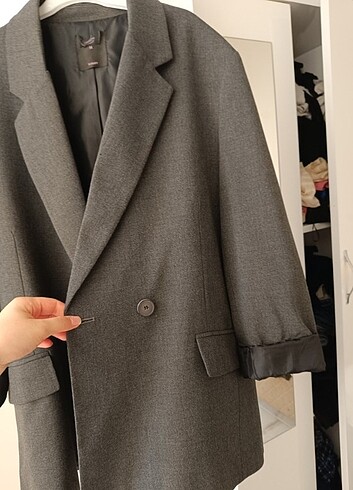 Antrasit oversize blazer ceket 