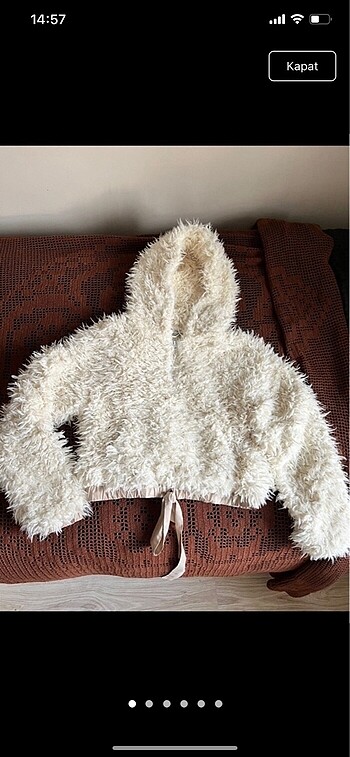 Crop peluş mont
