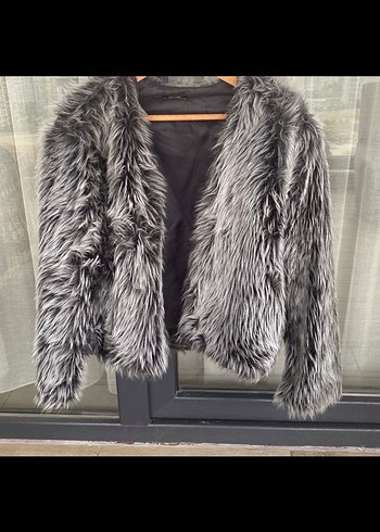 Gri Suni Kürk Detaylı Midi Ceket - Görsel 3