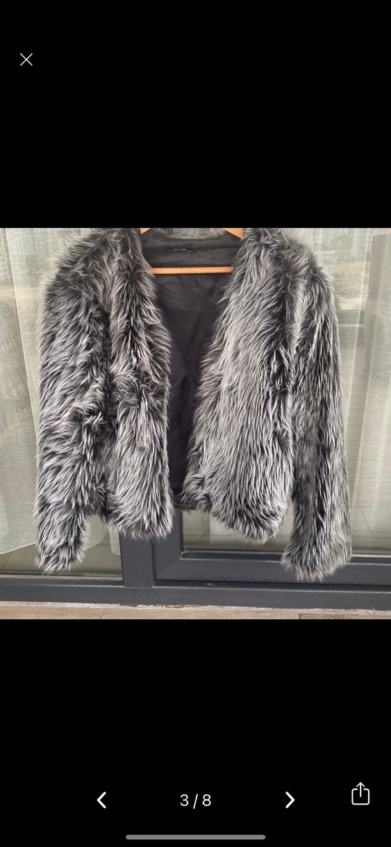 Gri Suni Kürk Detaylı Midi Ceket - Görsel 3