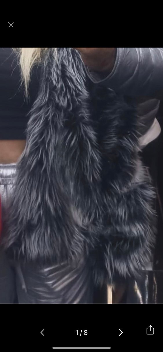 Gri Suni Kürk Detaylı Midi Ceket - Görsel 2