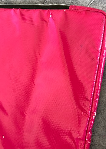 Beden pembe Renk Fermuarlı Parlak Pembe Kadın Laptop Çantası