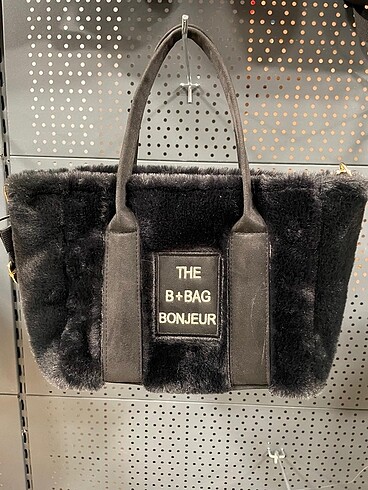 Totebag peluş siyah çanta