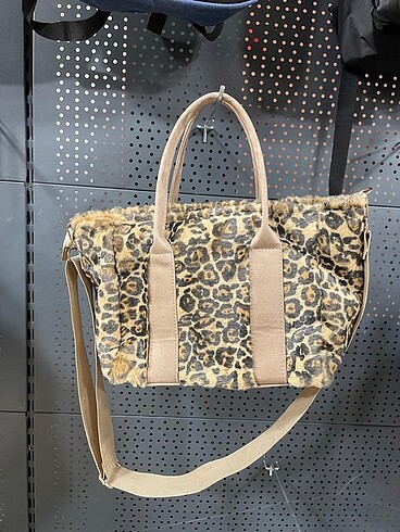 Vakko Totebag leopar peluş çanta