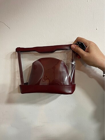 Beden Bordo ikili makyaj çantası