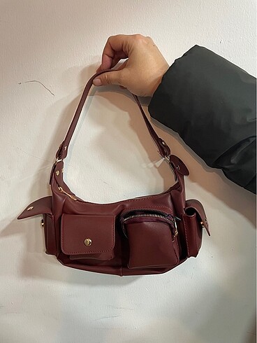 Bordo kol omuz çantası
