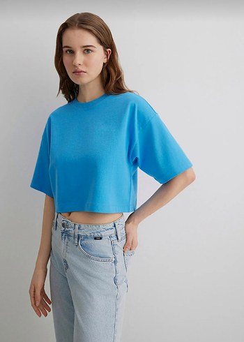 Mavi Mavi oversize crop tişört