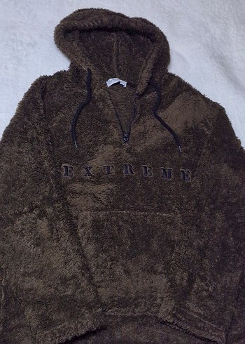 Kahverengi Sokak Stili Erkek Kapusonlü Sweat - Görsel 5