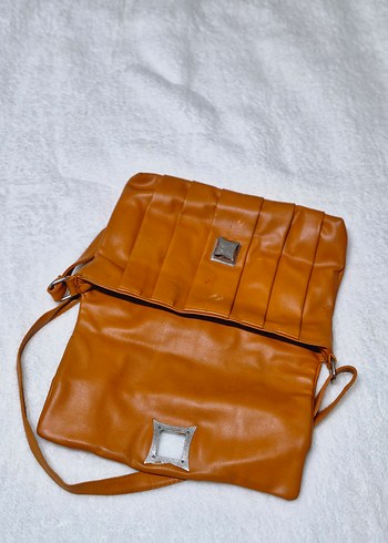 Turuncu Deri Kadın Omuz Çantası - Görsel 4