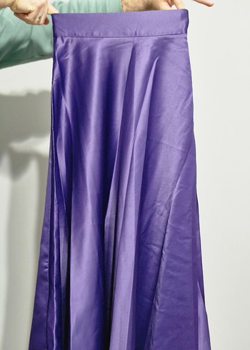 Parlak Mor Uzun Drapeli Kadın Etek - Görsel 3