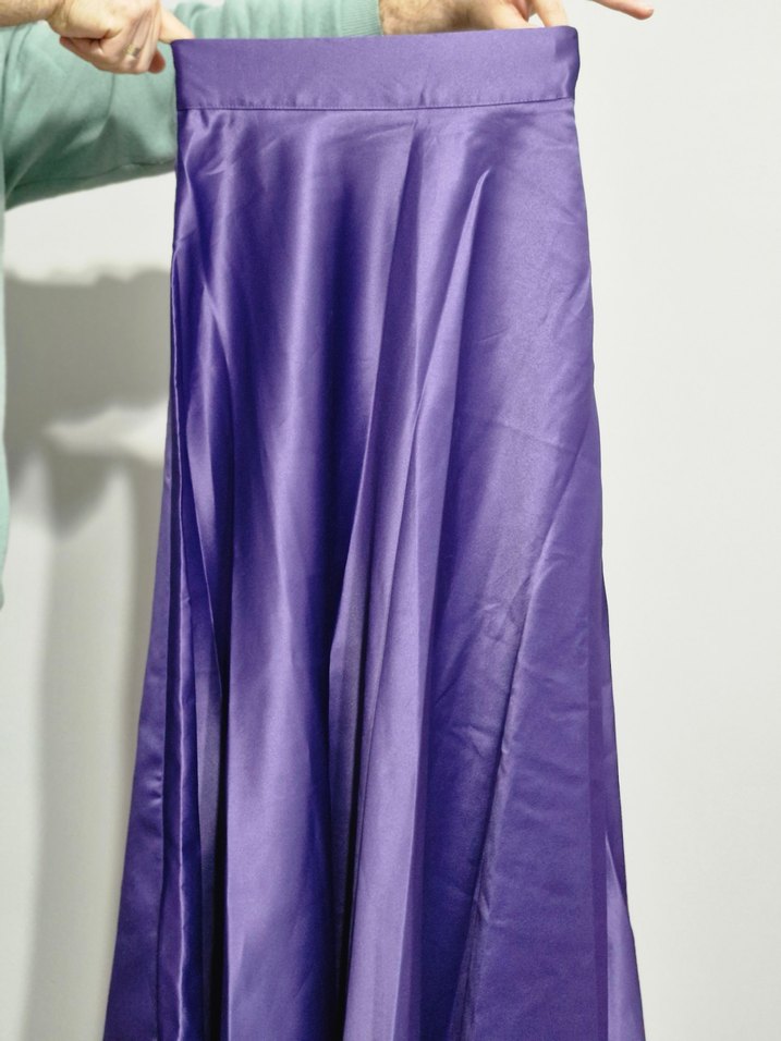 Parlak Mor Uzun Drapeli Kadın Etek - Görsel 3