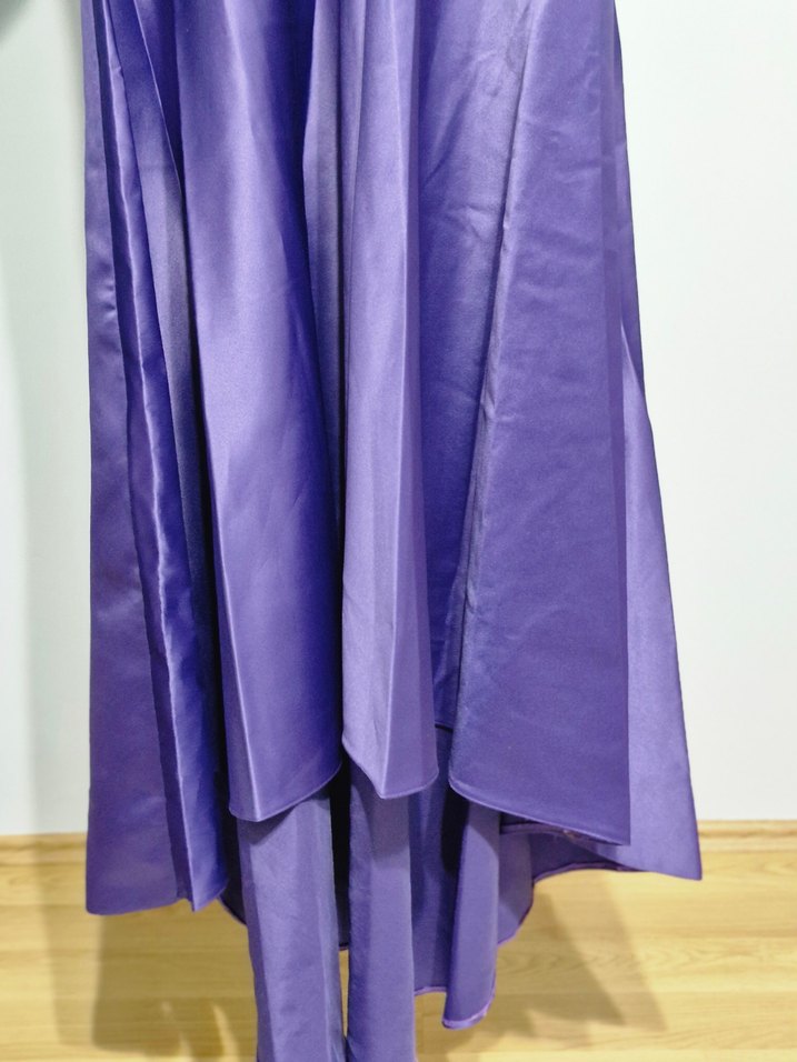 Parlak Mor Uzun Drapeli Kadın Etek - Görsel 4