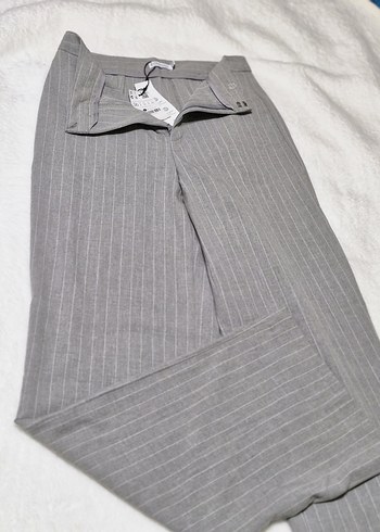 Gri Midi Kadın Kumaş Pantolon - Görsel 3