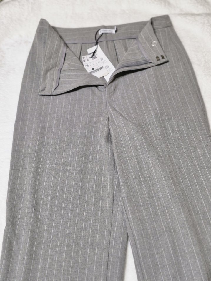 Gri Midi Kadın Kumaş Pantolon - Görsel 2