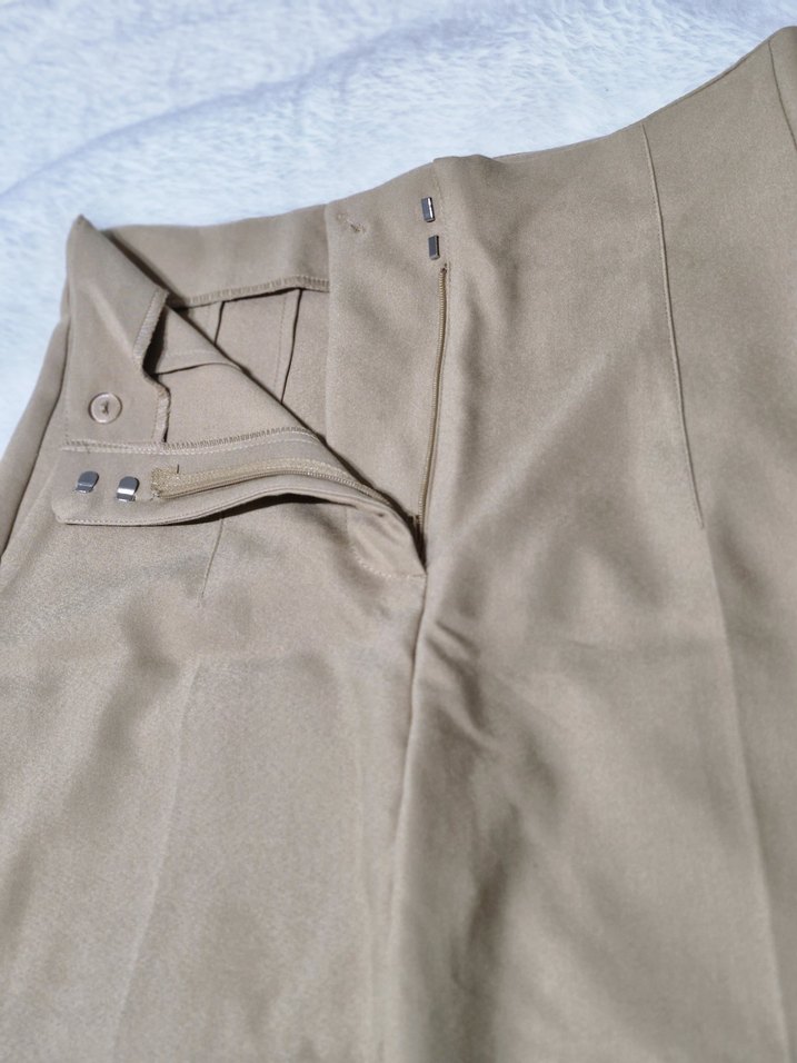 Bej Midi Kadın Kumaş Pantolon - Görsel 5