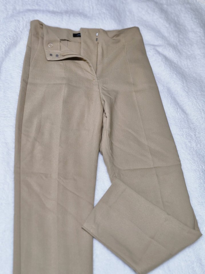 Bej Midi Kadın Kumaş Pantolon - Görsel 3