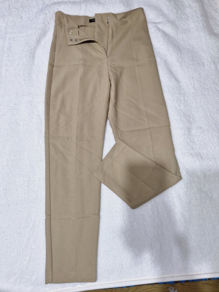 Bej Midi Kadın Kumaş Pantolon - Görsel 4