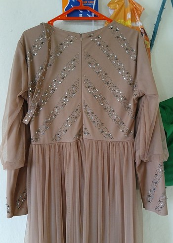 Bej Uzun Abiye Elbise - Görsel 6