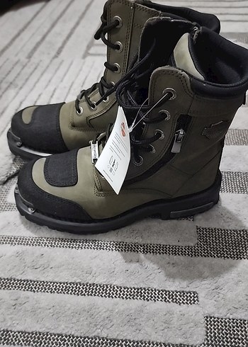 Harley Davidson Erkek Kamuflaj Biker Botları, Kayışlı, Gri-Khaki - Görsel 2