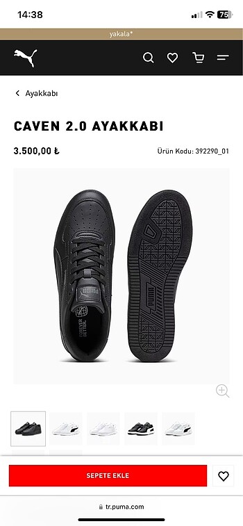 PUMA Caven 2.0 Siyah Spor Ayakkabı
