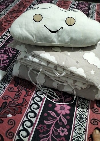 Gri Bulut ve Damla Desenli Çocuk Uyku Seti - Görsel 5