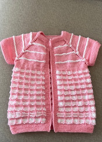 Kız Çocuk Pembe Kısa Kollu Örgü Hırka