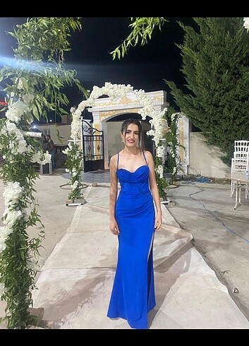 Mavi kına düğün mezuniyet elbisesi bir defa kullanildi